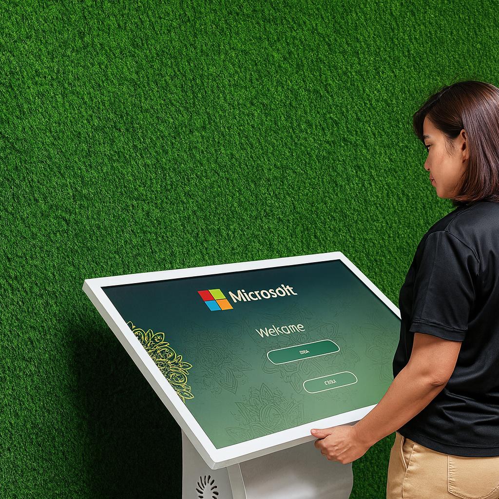 Guest receiving printed Arabic calligraphy artwork at a live event in Dubai, showcasing AI-powered personalized calligraphy in an elegant cultural setting.